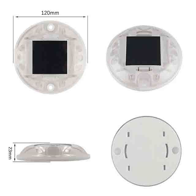 Alta luminosità PC Forma rotonda Marcatore solare di pavimento Luce IP68 Occhio di gatto in plastica