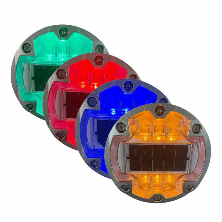 Punti stradali a LED solari Incorporati in alluminio rotondo lampeggiante LED segnalatori stradali a occhi di gatto