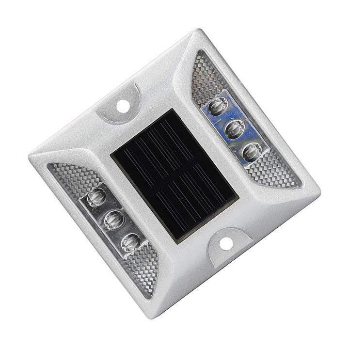 LED in alluminio lampeggiante occhi di gatto Strada Stud Indicatore solare riflettente Marcatore luce